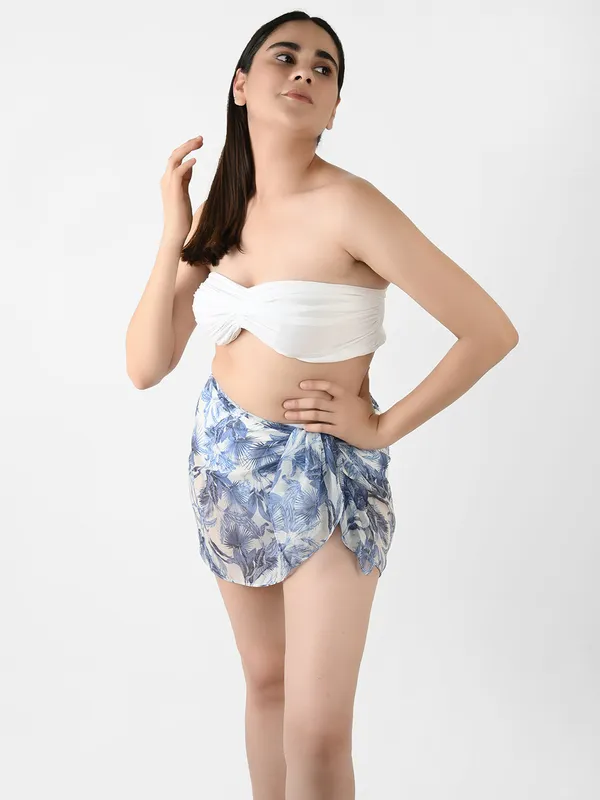 Blue_Leaf_Printed_Short_Sarong_for_Women
