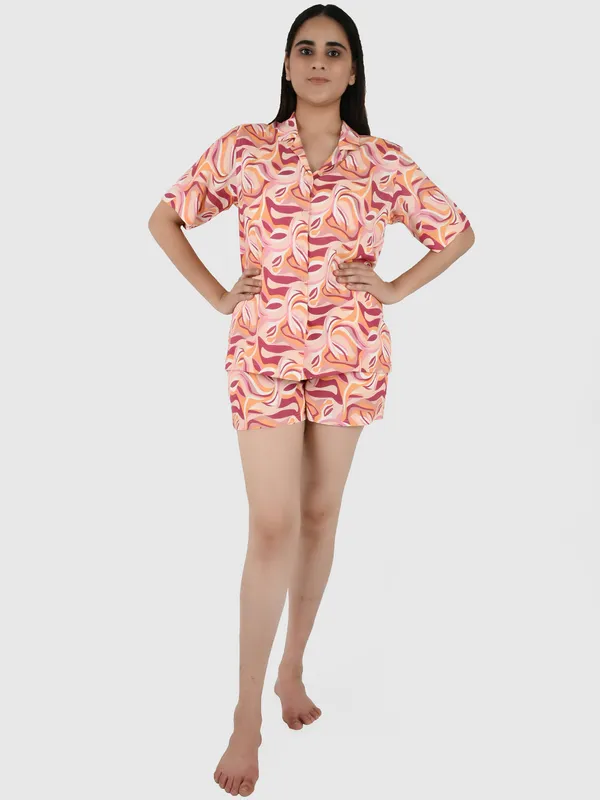 Peach_Abstract_Printed_Loungewear_Set_for_Women
