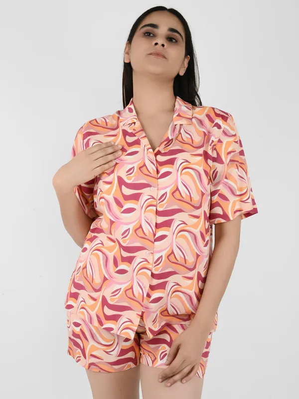 Peach_Abstract_Printed_Loungewear_Set_for_Women