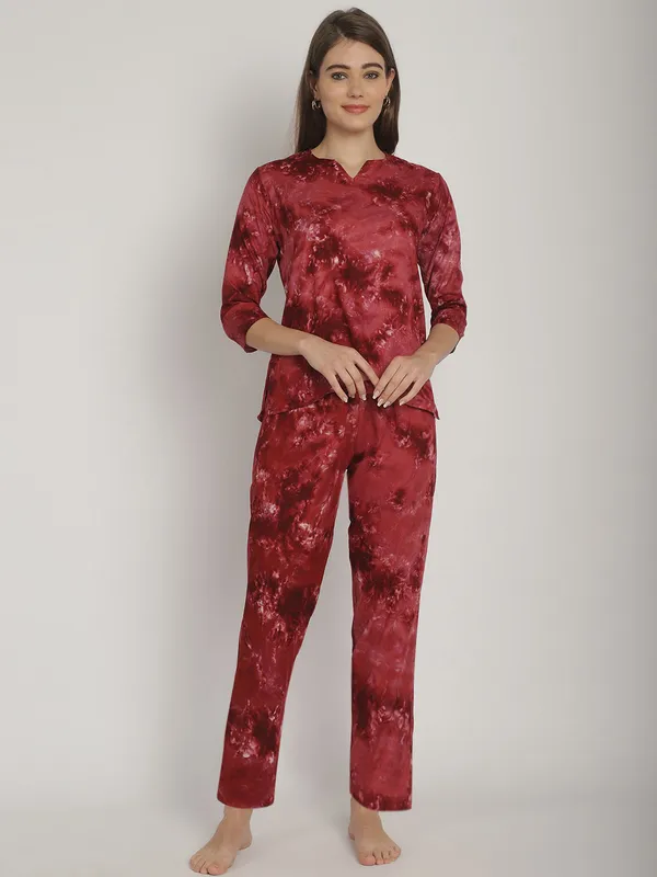 Maroon_Tie_&_Dye_Printed_Co-Ord_Set_For_Women