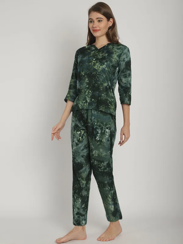Dark_Green_Tie_&_Dye_Printed_Co-Ord_Set_For_Women