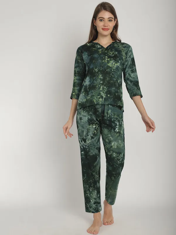 Dark_Green_Tie_&_Dye_Printed_Co-Ord_Set_For_Women