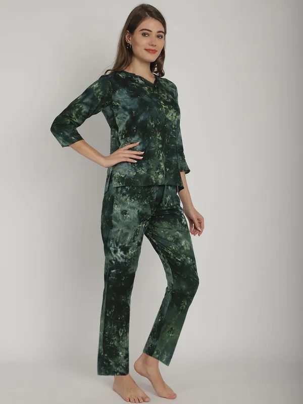 Dark_Green_Tie_&_Dye_Printed_Co-Ord_Set_For_Women
