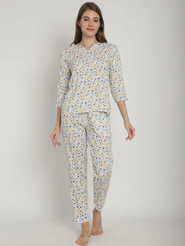 White_Floral_Printed_Co-Ord_Set_For_Women