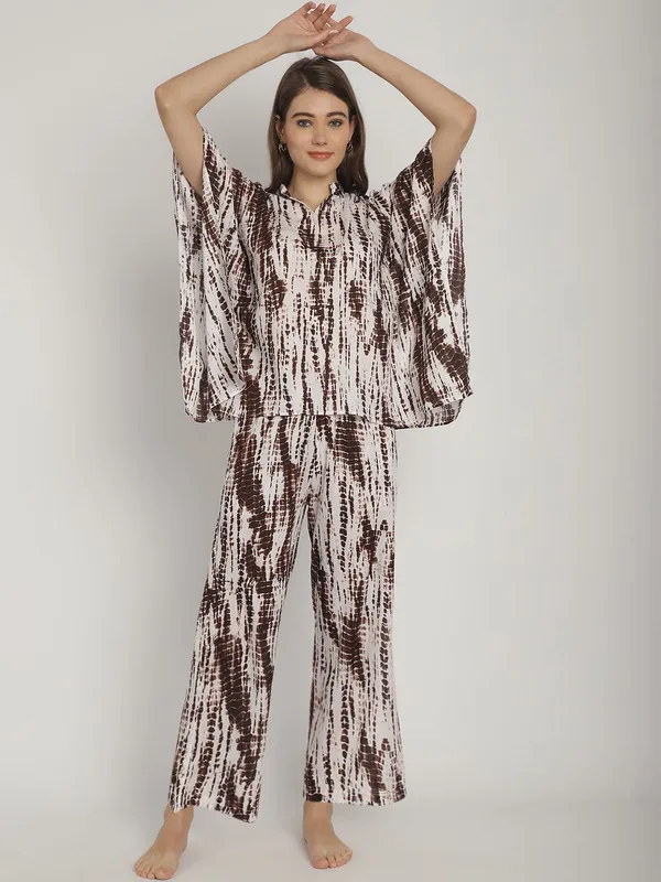 Brown_Tie_&_Dye_Printed_Kaftan_for_Women_Top_With_Pants_Set