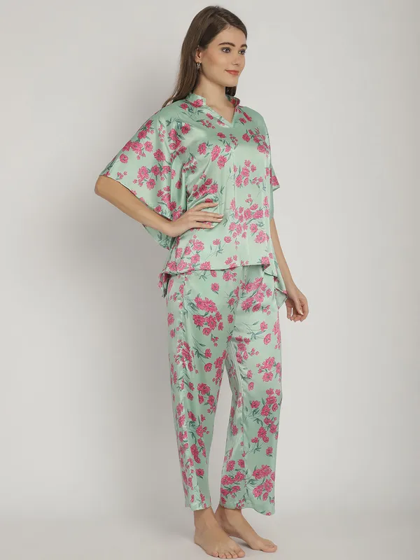 Green_Floral_Printed_Kaftan_for_Women_Top_With_Pants