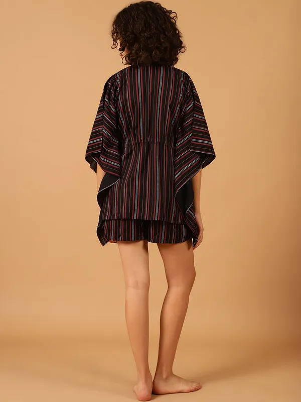 Red_&_Black_Stripes_Printed_Kaftan__With_Shorts_Set_for_Women
