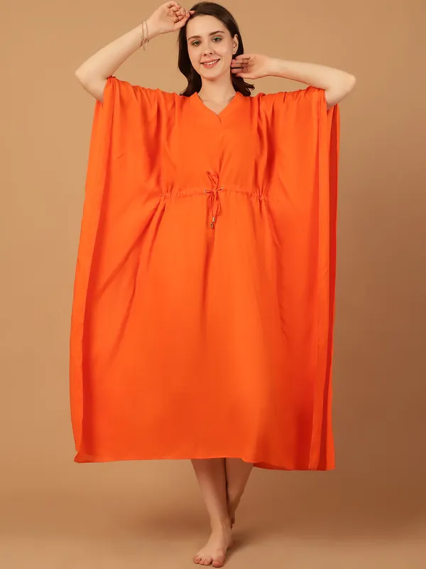 Orange_Solid_Kaftan_for_Women