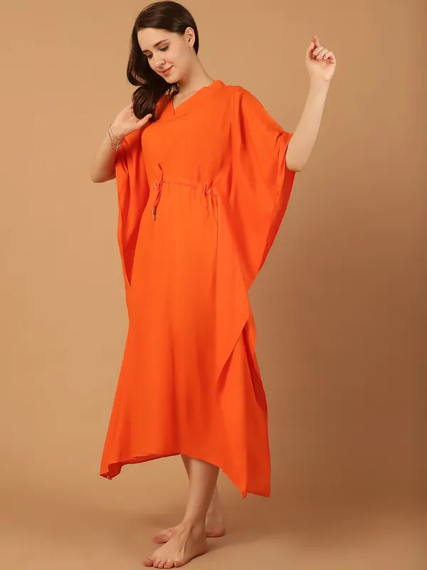 Orange_Solid_Kaftan_for_Women
