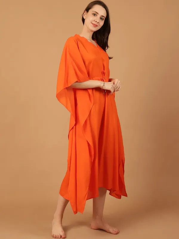 Orange_Solid_Kaftan_for_Women