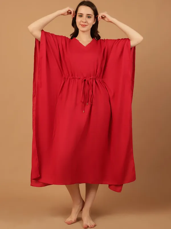 Red_Solid_Kaftan_for_Women