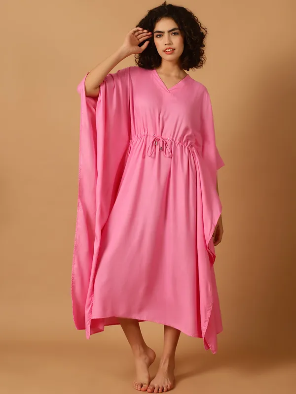 Pink_Solid_Kaftan_for_Women