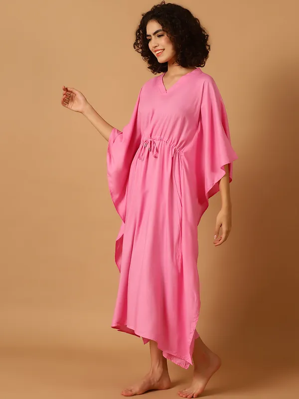 Pink_Solid_Kaftan_for_Women