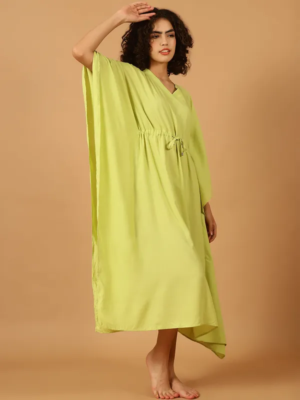 Lime_Green_Solid_Kaftan_for_Women
