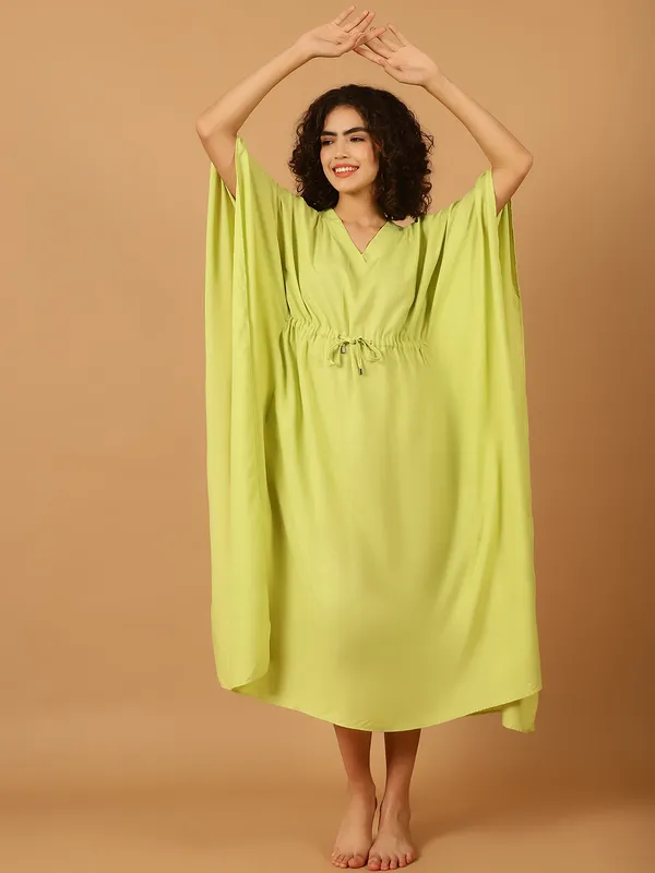 Lime_Green_Solid_Kaftan_for_Women