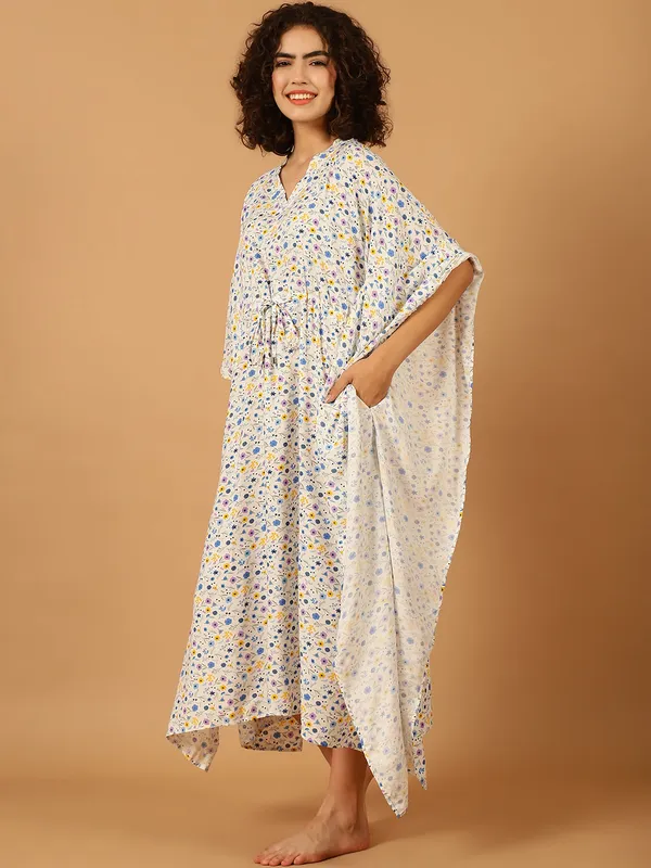 White_Floral_Printed_Kaftan_for_Women