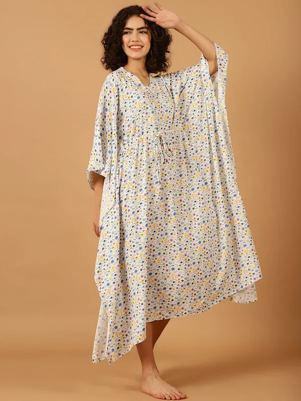 White_Floral_Printed_Kaftan_for_Women