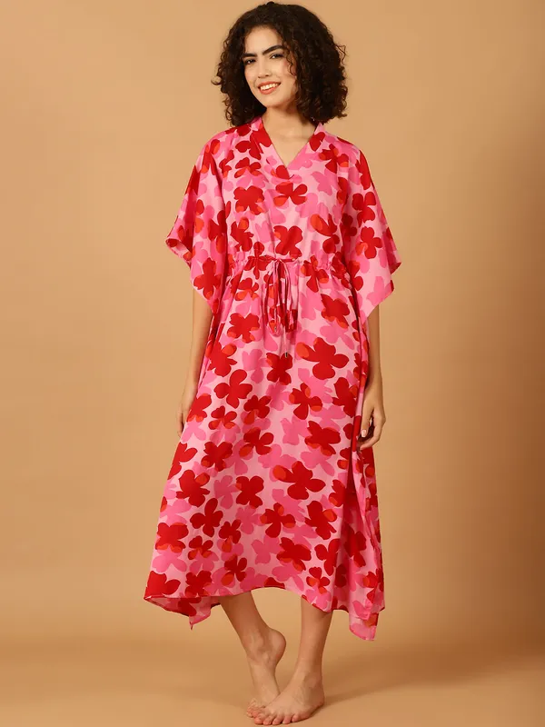 Red_&_Pink_Floral_Printed_Kaftan_for_Women