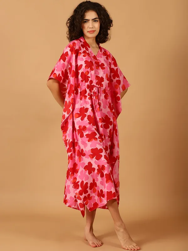Red_&_Pink_Floral_Printed_Kaftan_for_Women