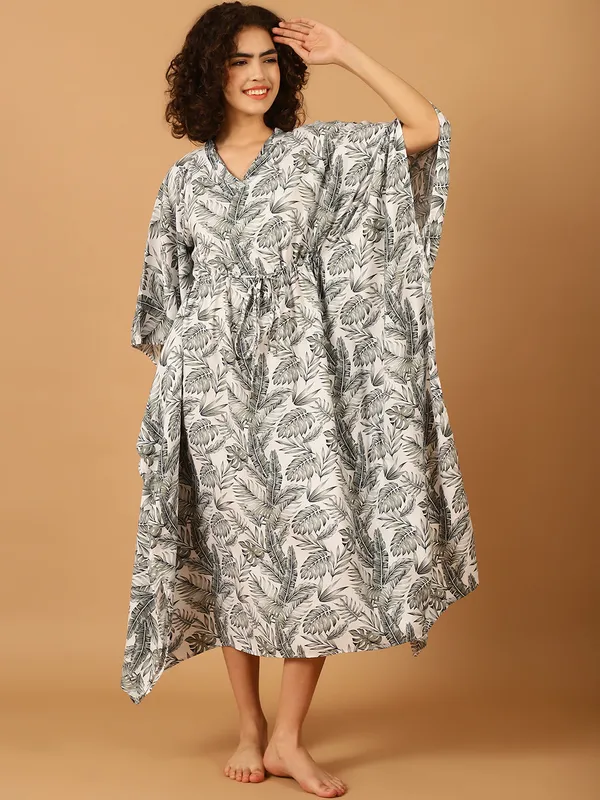 Grey_Tropical_Printed_Kaftan_for_Women