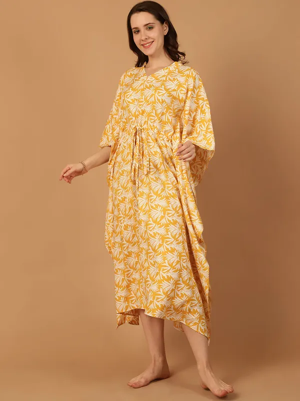 Yellow_Tropical_Printed_Kaftan_for_Women