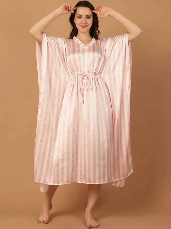 Pink_&_White_Stripped_Kaftan_for_Women