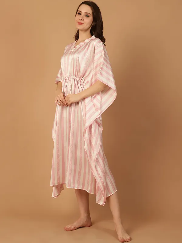 Pink_&_White_Stripped_Kaftan_for_Women