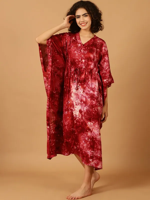 Maroon_Tie_&_Dye_Printed_Kaftan_for_Women
