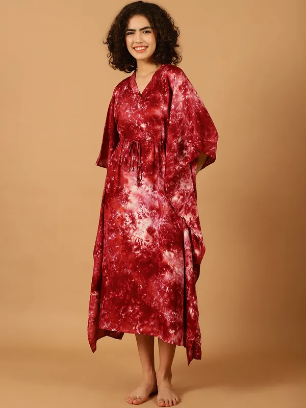 Maroon_Tie_&_Dye_Printed_Kaftan_for_Women
