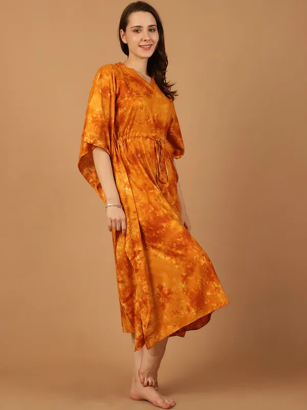Mustard_Tie_&_Dye_Printed_Kaftan_for_Women