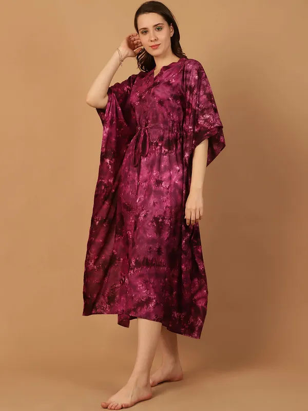 Wine_Tie_&_Dye_Printed_Kaftan_for_Women