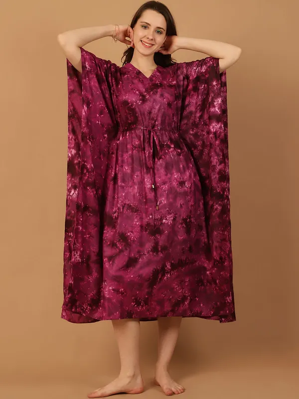 Wine_Tie_&_Dye_Printed_Kaftan_for_Women