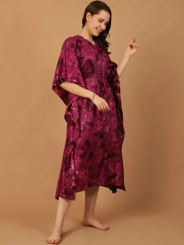 Wine_Tie_&_Dye_Printed_Kaftan_for_Women