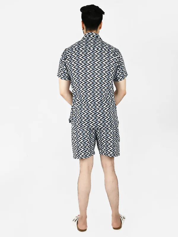Navy_Zig-Zag_Printed_Shirt_With_Shorts_Co-Ords_for_Men