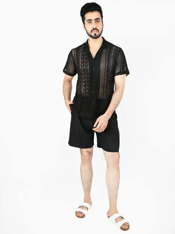 Black_Floral_Lace_&_Shorts_Co-Ord_Set_for_Men