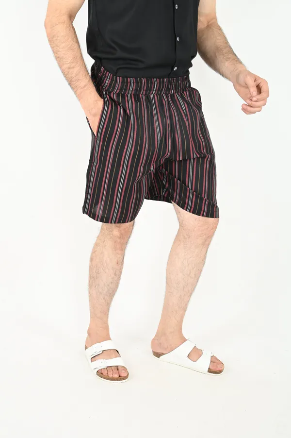 Men_Red_Vertical_Stripes_Printed_Shorts