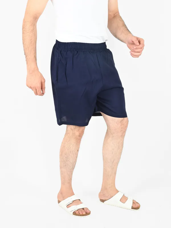 Men_Navy_Solid_Printed_Shorts