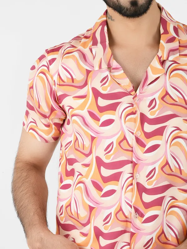 Peach_Abstract_Printed_Regular_fit_Collared_Casual_Shirt_for_Men