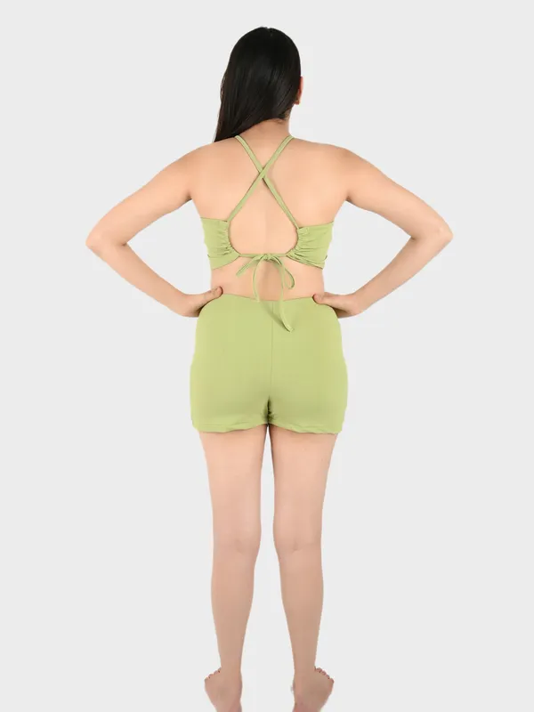 Olive_Solid_Bralette_Top_With_Shorts_Set_For_Women
