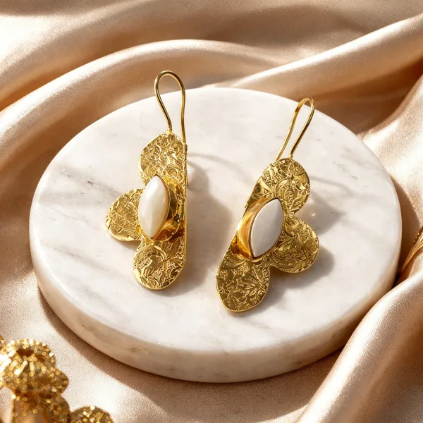 Gold_Plated_Textured_Drop_With_White_Stone_Elegant_Brass_Fashion_Jewellery_Earrings_For_Women_And_Girl
