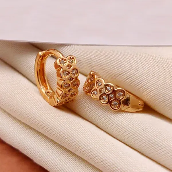 Gold_Diamond_Lattice_Copper_Huggie_Sparkling_Crystal_Pavé_Tone_Small_Hoop_Earrings_For_Women_And_Girl
