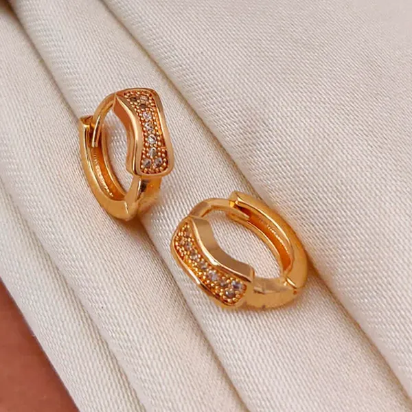 Gold_Huggies_Decorative_Copper_Hoops_With_Architectural_Cutouts_And_Shimmering_Accents_Earrings_For_Women_And_Girl
