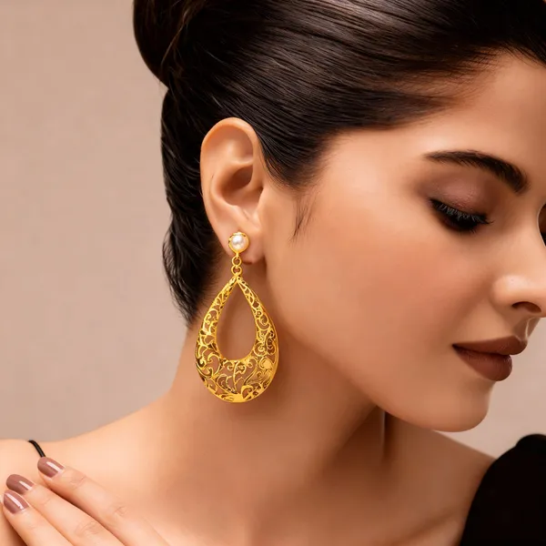 Gold_Plated_Teardrop_Filigree_Drop_Elegant_Brass_Jewellery_Earrings_For_Women_And_Girl
