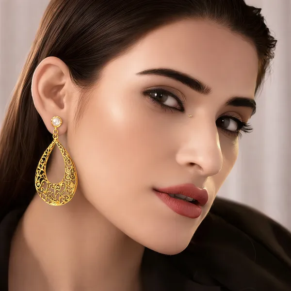 Gold_Plated_Teardrop_Filigree_Drop_Elegant_Brass_Jewellery_Earrings_For_Women_And_Girl