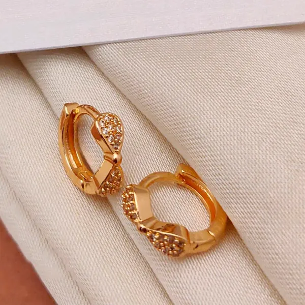 Gold_Triple_Row_Crystal_Pavé_Copper_Huggie_Wide_Band_Small_Tone_Hoops_Earrings_For_Women_And_Girl