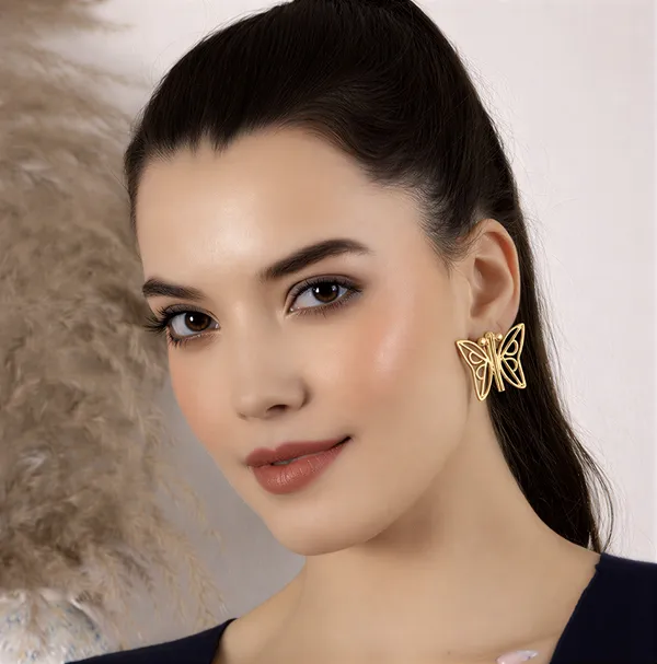 Gold_Plated_Butterfly_Stud_Elegant_Brass_Fashion_Jewellery_Earrings_For_Women_And_Girl