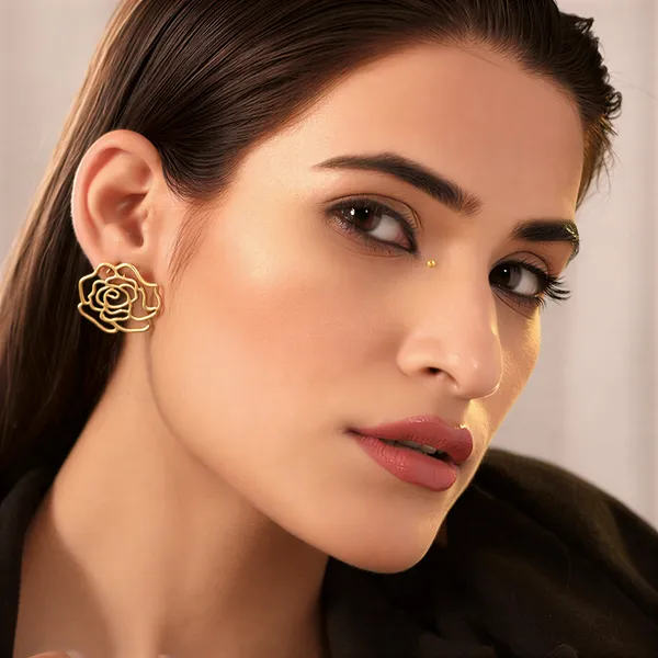 Gold_Minimalist_Plated_Rose_Outline_Stud_Premium_Brass_Fashion_Jewellery_Earrings_For_Women_And_Girl