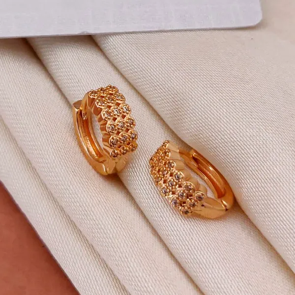 Gold_Triple_Row_Honeycomb_Copper_Huggie_Sparkling_Stone_Tone_Small_Hoop_Earrings_For_Women_And_Girl