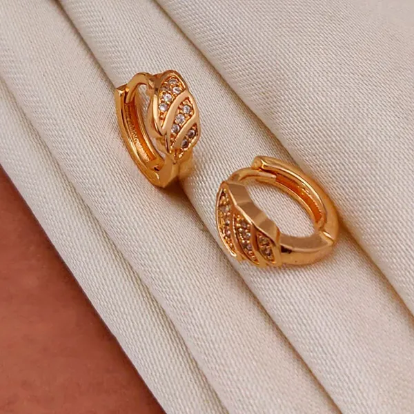 Gold_Triple_Row_Honeycomb_Copper_Huggie_Sparkling_Stone_Tone_Small_Hoop_Earrings_For_Women_And_Girl