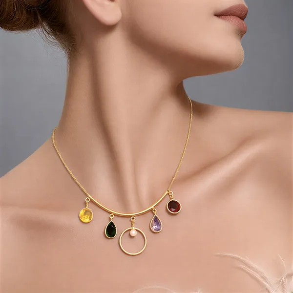 Gold_Gemstone_Arc_In_Polished_Brass_Bohemian_Curved_Bar_With_Teardrop_Jewels_And_Halo_Charm_Hasli_For_Women_And_Girl
